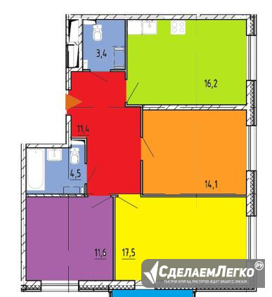 3-к квартира, 79.7 м², 5/17 эт. Санкт-Петербург - изображение 1