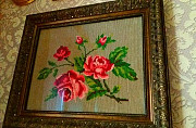 Картина старинная вышивка крестиком розы Краснодар