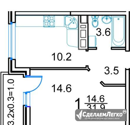 1-к квартира, 33 м², 7/9 эт. Краснодар - изображение 1
