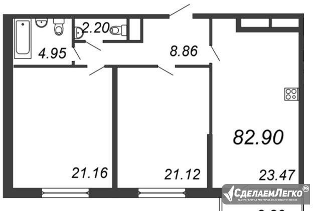 3-к квартира, 82.9 м², 4/17 эт. Санкт-Петербург - изображение 1