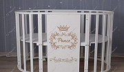 Кроватка 7 в 1 кругло-овальная «Принц»белая Уфа