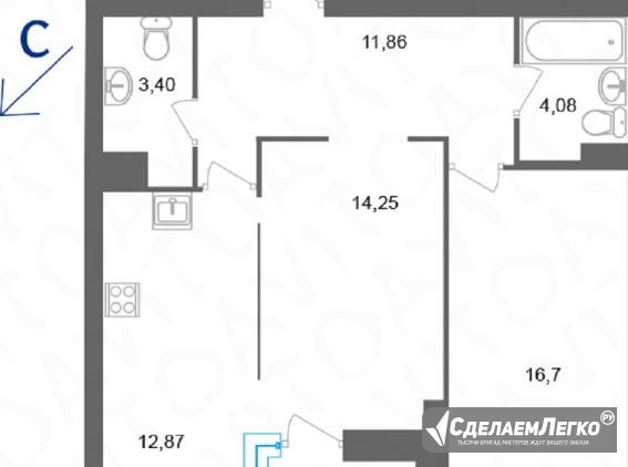 2-к квартира, 66.4 м², 13/25 эт. Пермь - изображение 1