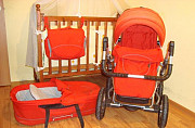 Желто-красный набор из кроватки с коляской Челябинск