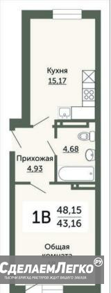 1-к квартира, 43.2 м², 16/25 эт. Новосибирск - изображение 1