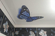 Натяжной потолок с фотопечатью синяя бабочка Казань
