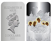 Ниуэ 2 доллара, 2011 год. Икона Святая Троица Белокуриха